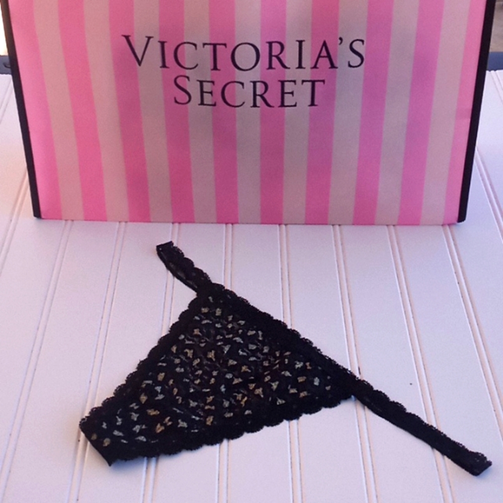 Victoria's Secret Black & Gold V String Panties. Bundle 3/$2…